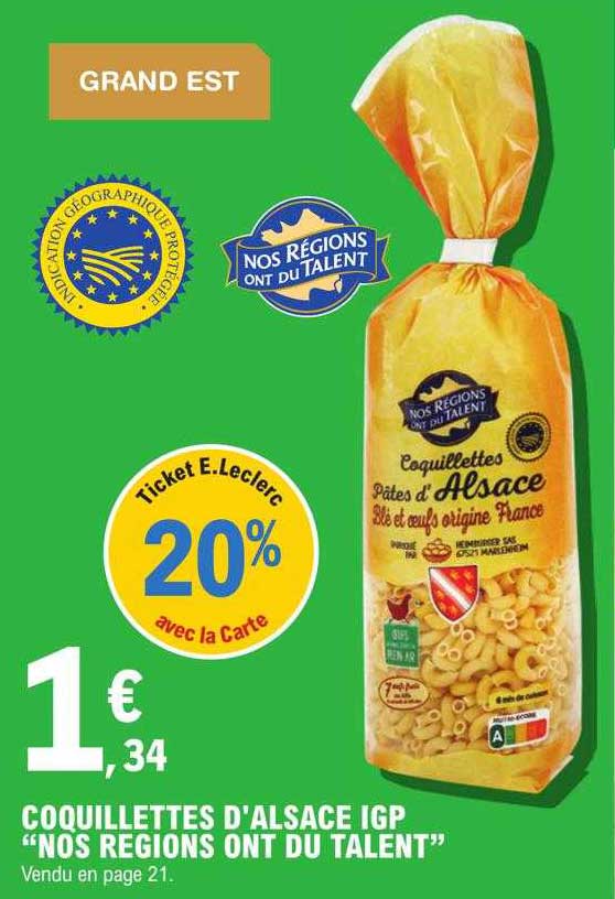 coquillettes d'alsace igp "nos régions ont du talent"