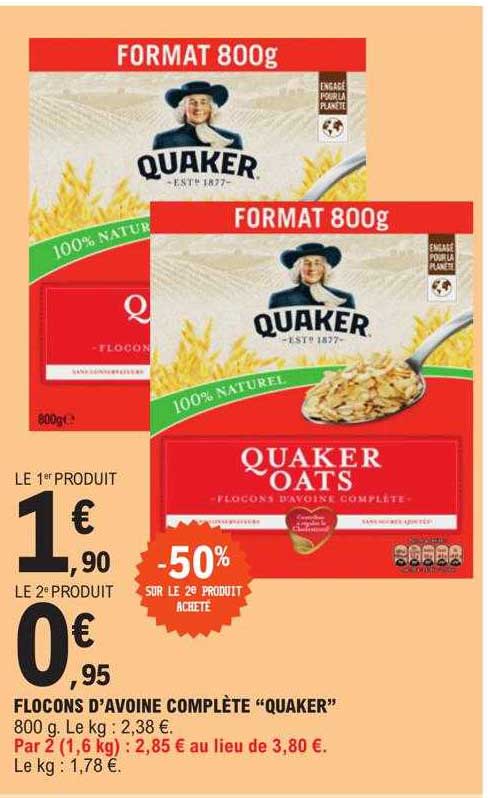 flocons d'avoine complète "quaker"