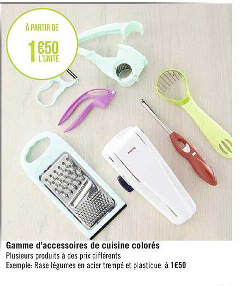 gamme d'accessoires de cuisine colorés