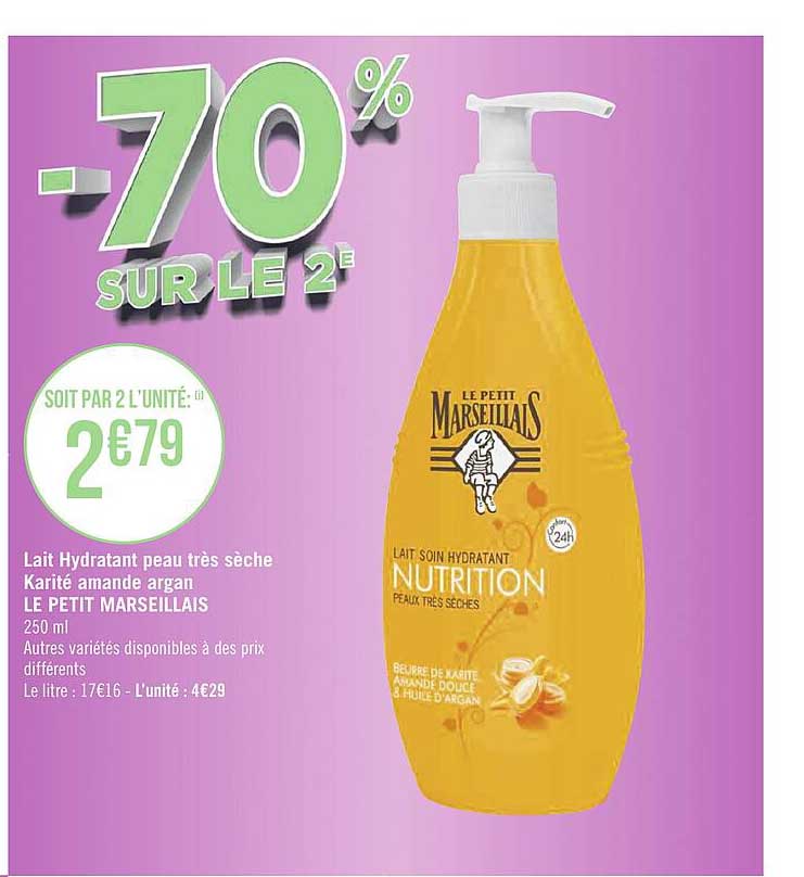 lait hydratant peau très sèche karité amande argan le petit marseillais