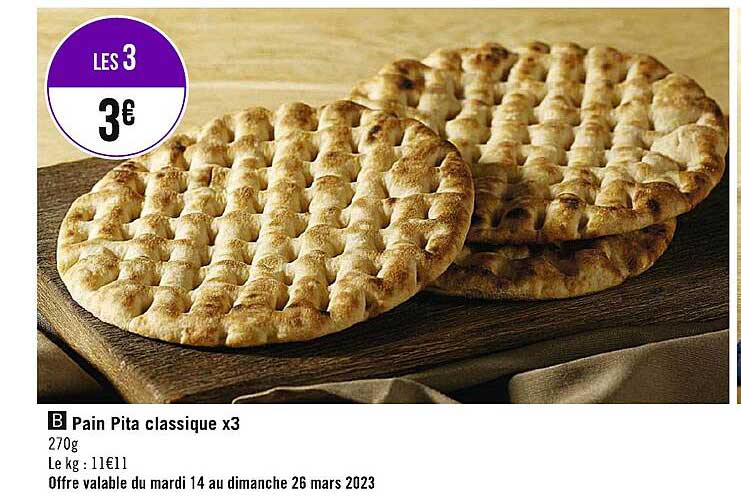Pain Pita Classique X 3