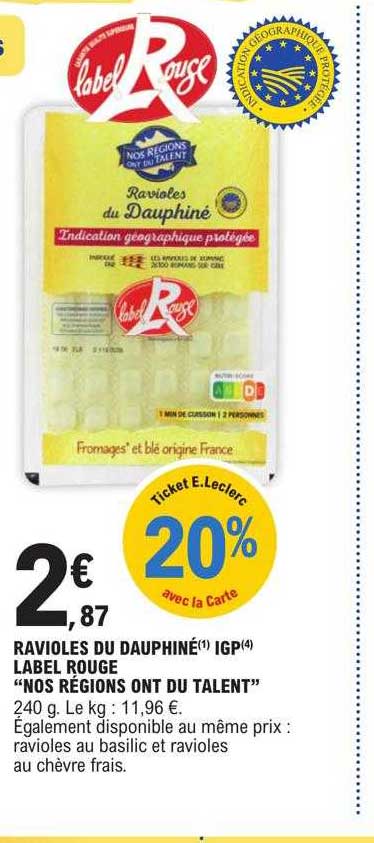 ravioles du dauphiné igp label rouge "nos régions ont du talent"