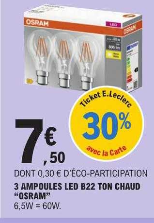3 ampoules led b22 ton chaud "osram"