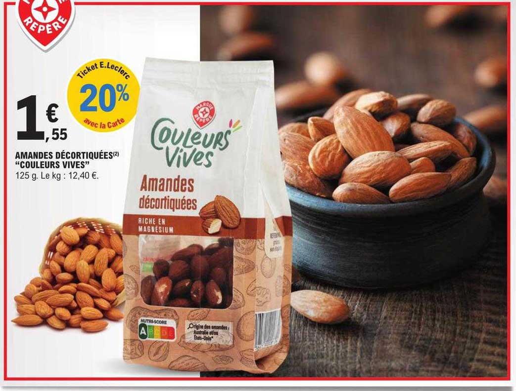 amandes décortiquées "couleurs vives"