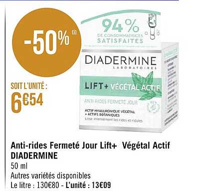 anti-rides fermeté jour lift+ végétal actif diadermine