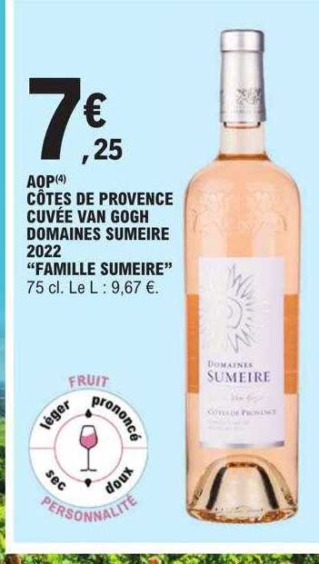aop côtes de provence cuvée van gogh domaines sumeire 2022 "famille sumeire"