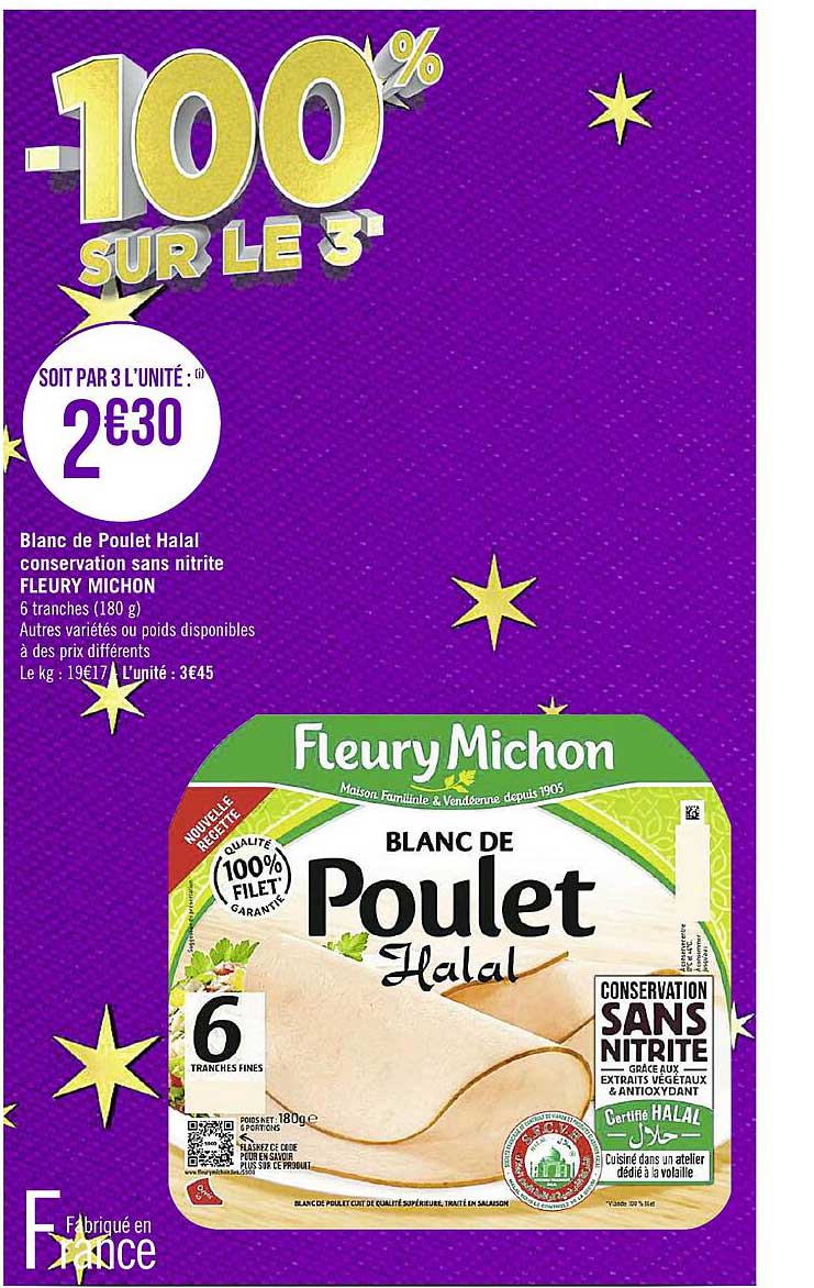 blanc de poulet halal conservation sans nitrite fleury michon