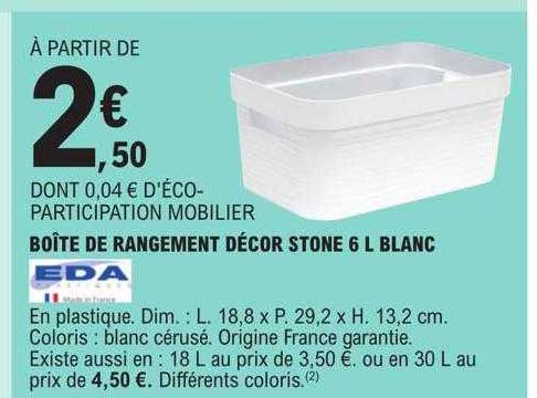 Boîte De Rangement Décor Stone 6l Blanc Eda