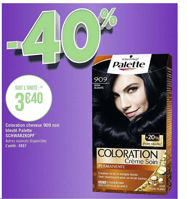 coloration cheveux 909 noir bleuté palette schwarzkopf