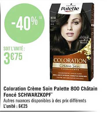 coloration crème soin palette 800 châtain foncé schwarzkopf