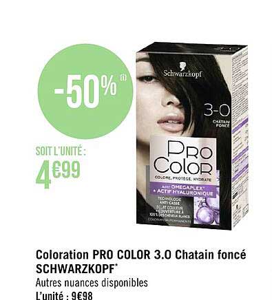 coloration pro color 3.0 châtain foncé schwarzkopf