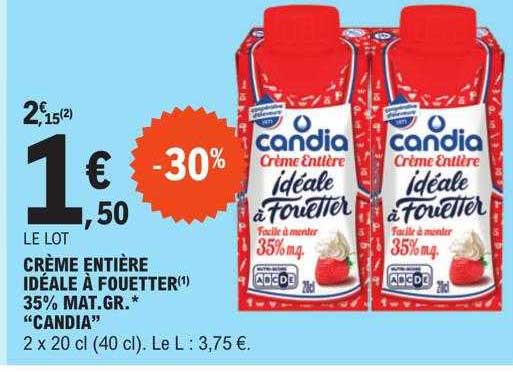 crème entière idéale à fouetter 35% mat.gr. "candia"
