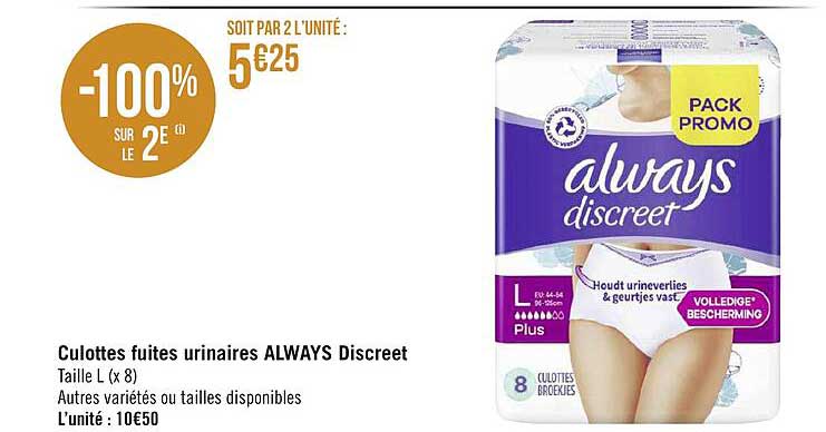 culottes fuites urinaires always discreet