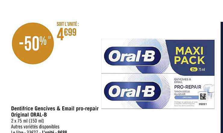 dentifrice gencives & email pro-repair original oral-b