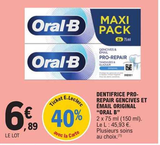 dentifrice pro-repair gencives et émail original "oral b"