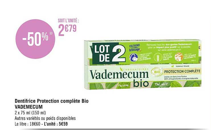 Dentifrice Protection Complète Bio Vademecum