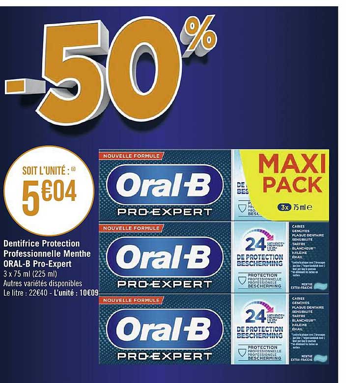 dentifrice protection professionnelle menthe oral-b pro-expert