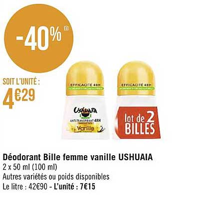 Déodorant Bille Femme Vanille Ushuaïa