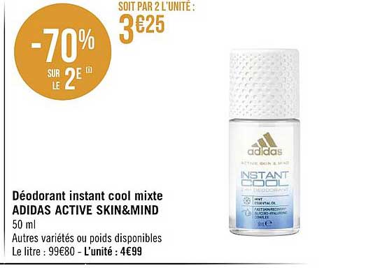 Déodorant Instant Cool Mixte Adidas Active Skin & Mind