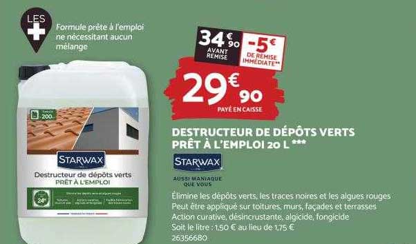 destructeur de dépôts verts prêt à l'emploi 20l starwax