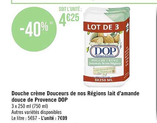 douche crème douceurs de nos régions lait d'amande douce de provence dop