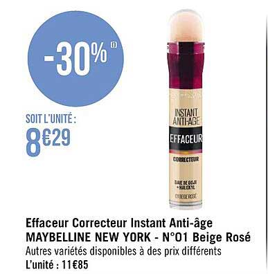 effaceur correcteur instant anti-âge maybelline new york - n°01 beige rosé