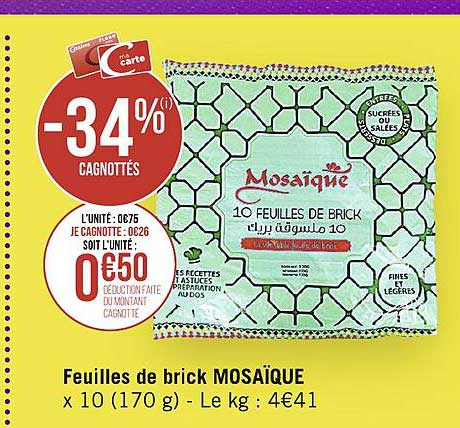 feuilles de brick mosaïque