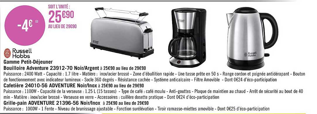 gamme petit-déjeuner russell hobbs