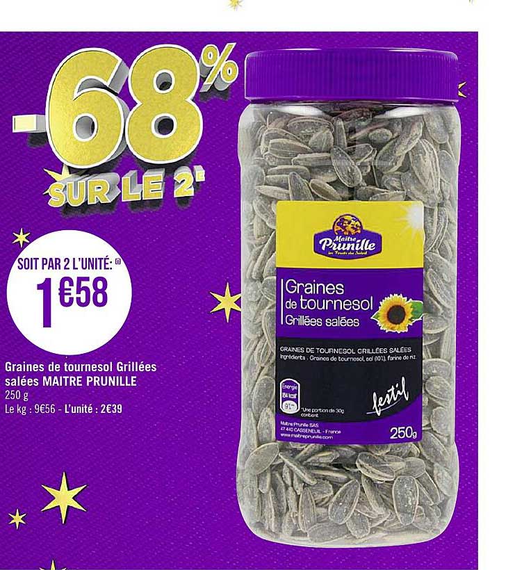 graines de tournesol grillées salées maître prunille