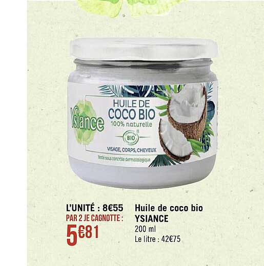 huile de coco bio ysiance