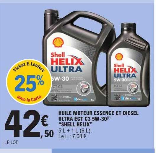 huile moteur essence et diesel ultra ect c3 5w-30 "shell hélix"