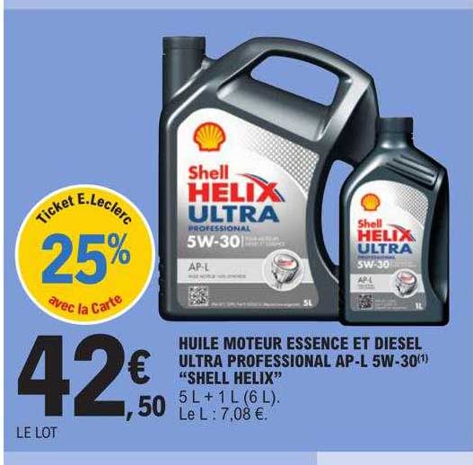 huile moteur essence et diesel ultra professional ap-l 5w-30 "shell hélix"