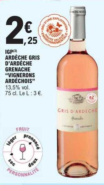 igp ardèche gris d'ardèche grenache "vignerons ardéchois"