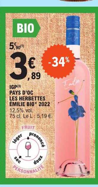 igp pays d'oc les herbettes émilie bio 2022