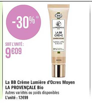la bb crème lumière d'ocres moyen la provençale bio
