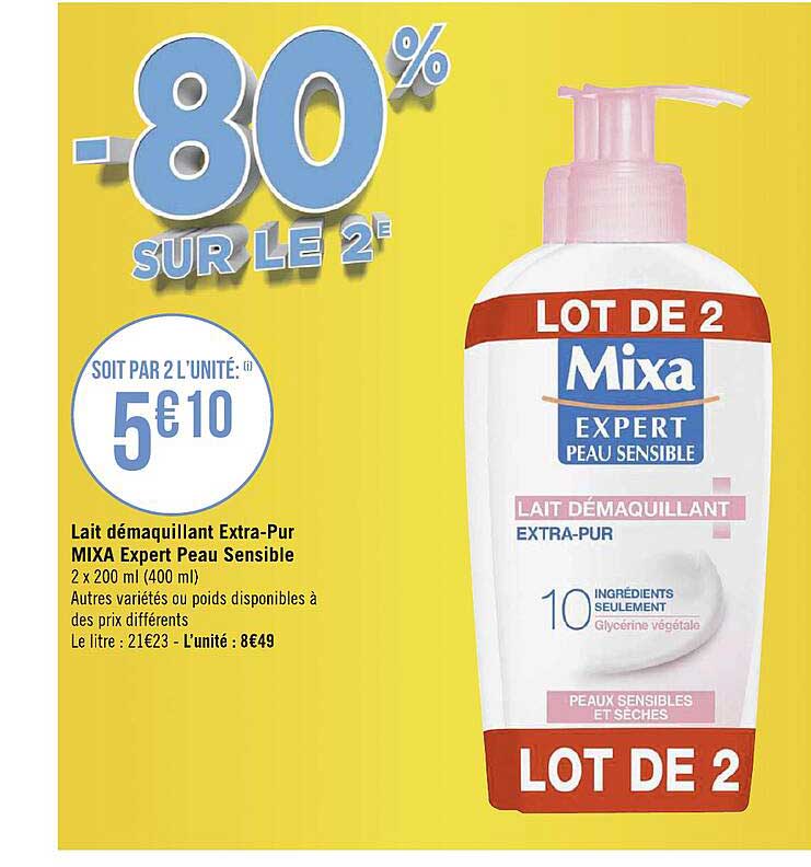 lait démaquillant extra-pur mixa expert peau sensible