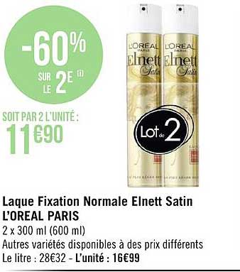 laque fixation normale elnett satin l'oréal paris