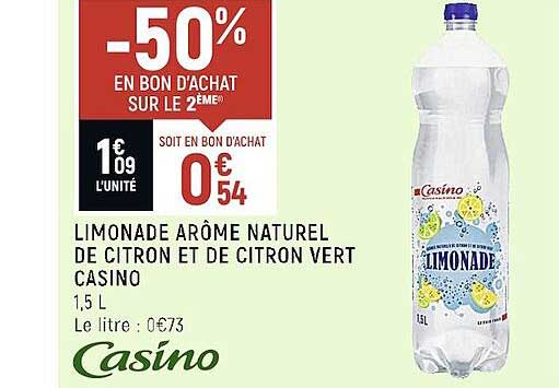 Limonade Arôme Naturel De Citron Et De Citron Vert Casino