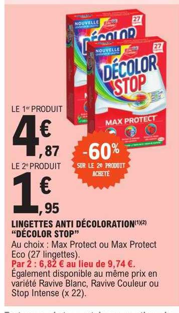 lingettes anti décoloration "décolor stop"