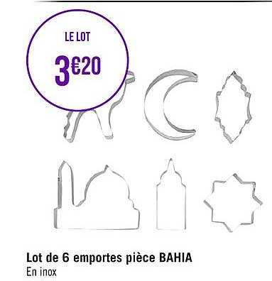 lot de 6 emportes pièce bahia