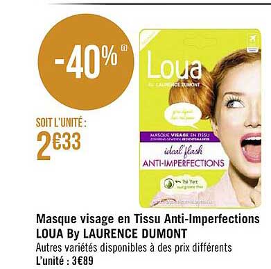 masque visage en tissu anti-imperfections loua by laurence dumont