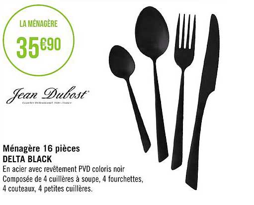 ménagère 16 pièces delta black jean dubost