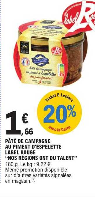 pâté de campagne au piment d'espelette label rouge "nos régions ont du talent"