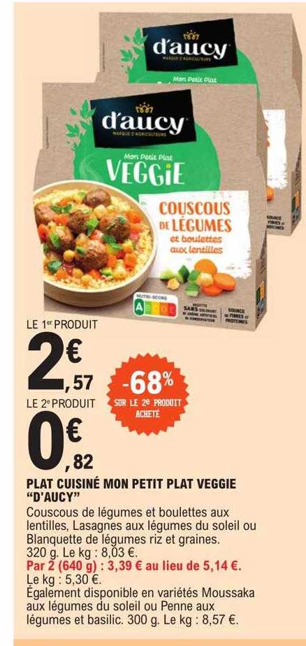 plat cuisiné mon petit plat veggie "d'aucy"