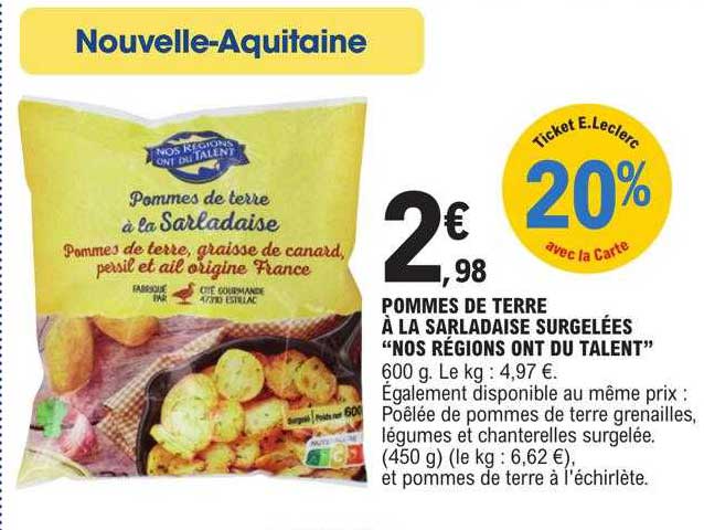 pommes de terre à la sarladaise surgelées "nos régions ont du talent"