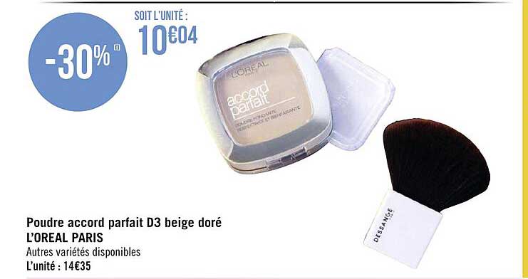 poudre accord parfait d3 beige doré l'oréal paris