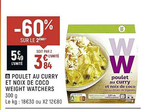 poulet au curry et noix de coco weight watchers