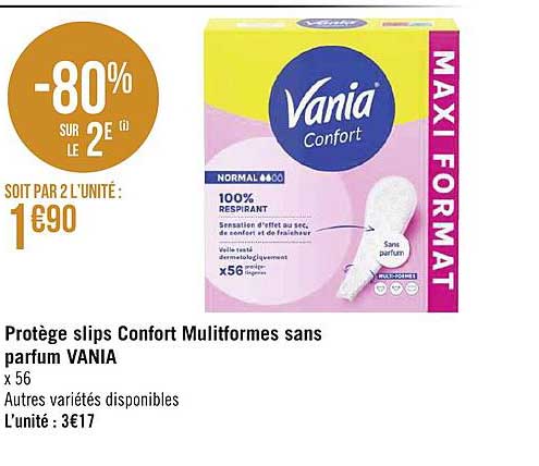 protège slips confort multiformes sans parfum vania