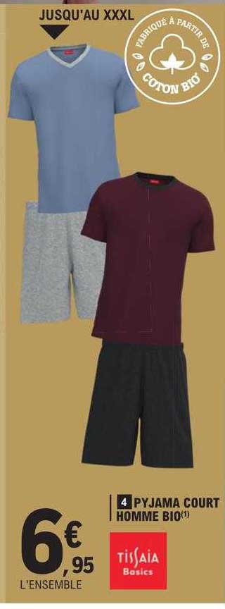 pyjama court homme bio tissaia basic