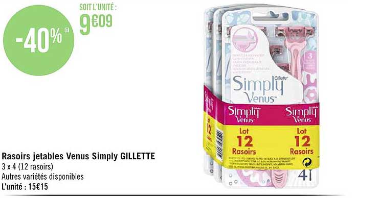 rasoirs jetables venus simply gillette